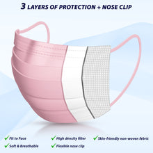 Load image into Gallery viewer, Kids Colored Disposable Face Mask - Pack of 50,  Breathable 3-Ply Face Mask -  Ages 4-12 Children